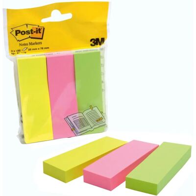 Papier à notes 3M 671-3 - Vert, Rose, Jaune - 100 Feuilles Papier à notes 3M 671-3 - Vert, Rose, Jaune - 100 Feuilles