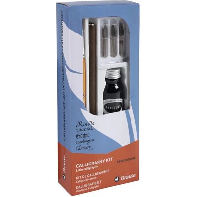 Brause Calligraphy Set - Includes 3 Nibs, Wooden Holder, 8 Brush, Ink, Instructions Brause Calligraphy Set - Includes 3 Nibs, Wooden Holder, 8 Brush, Ink, Instructions