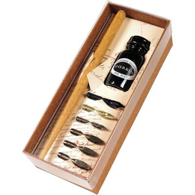 BRAUSE Calligraphy Kit with Wooden Support, 6 Nibs, Ink Bottle BRAUSE Calligraphy Kit with Wooden Support, 6 Nibs, Ink Bottle