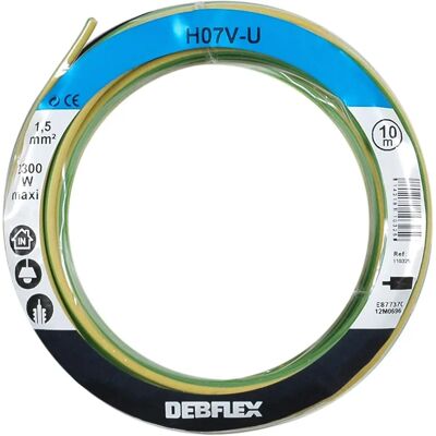 Câble Rigide Debflex H07V-U 1,5mm² Jaune Vert - Câble Électrique - Publicité Câble Rigide Debflex H07V-U 1,5mm² Jaune Vert - Câble Électrique - Publicité