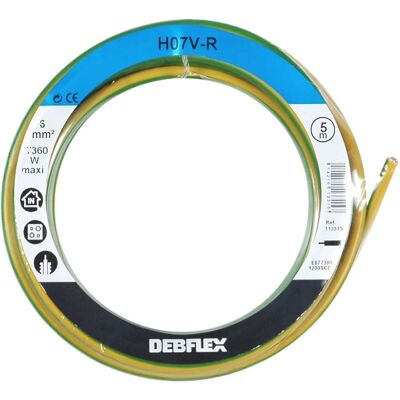 Kabel sztywny DEBFLEX H07V-R - 6mm² - Żółto-zielony - 5m Kabel sztywny DEBFLEX H07V-R - 6mm² - Żółto-zielony - 5m
