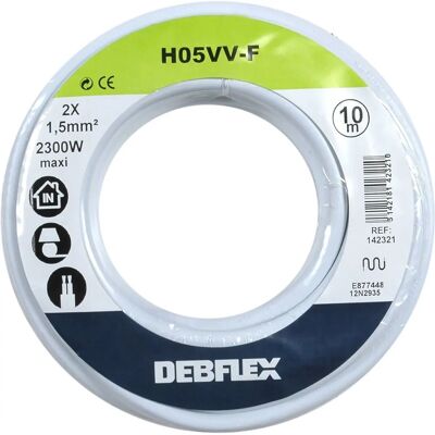 DEBFLEX Elastyczny kabel H05VV-F 2x1.5mm² Biały - Kabel DEBFLEX Elastyczny kabel H05VV-F 2x1.5mm² Biały - Kabel