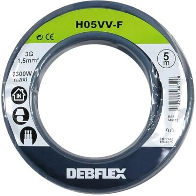 DEBFLEX - H05VV-F 3G 1,5mm² - gris - 5 m - Câble électrique DEBFLEX - H05VV-F 3G 1,5mm² - gris - 5 m - Câble électrique