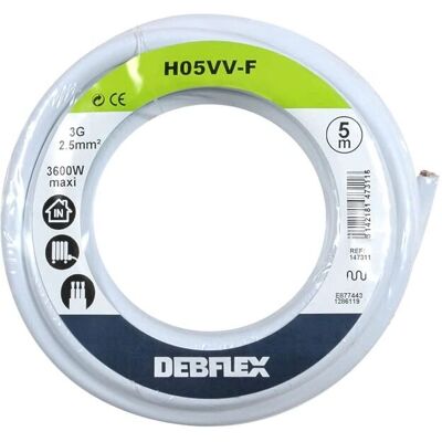 Câble souple H05VV-F 3G 2,5mm² DEBFLEX 5m Câble souple H05VV-F 3G 2,5mm² DEBFLEX 5m