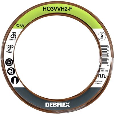 DEBFLEX Câble Souple H03VVH2-F 2X 0,75mm² - Câble Électrique DEBFLEX Câble Souple H03VVH2-F 2X 0,75mm² - Câble Électrique