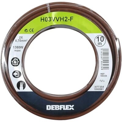DEBFLEX Marron H03VVH2-F 2X0.75mm² Flex Cable - 10m DEBFLEX Marron H03VVH2-F 2X0.75mm² Flex Cable - 10m