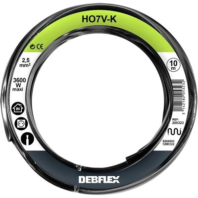 DEBFLEX Flexibele PVC-kabel - HO7V-K - 2,5mm² - 10m - Zwart DEBFLEX Flexibele PVC-kabel - HO7V-K - 2,5mm² - 10m - Zwart