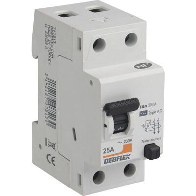 Debflex 707513 - Interruptor diferencial 2p 30mA 25A Debflex 707513 - Interruptor diferencial 2p 30mA 25A