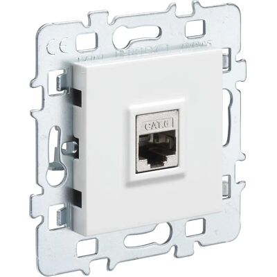 DEBFLEX - Wkładka podtynkowa RJ45 - Biała - 8 zacisków - Połyskliwy wykończenie DEBFLEX - Wkładka podtynkowa RJ45 - Biała - 8 zacisków - Połyskliwy wykończenie