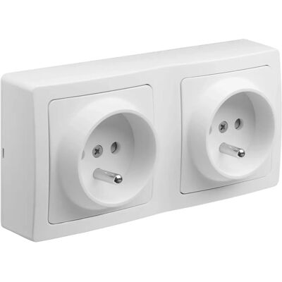 DEBFLEX 746807 Naścienny Blok Elektryczny - Podwójny Gniazdo, Biały DEBFLEX 746807 Naścienny Blok Elektryczny - Podwójny Gniazdo, Biały