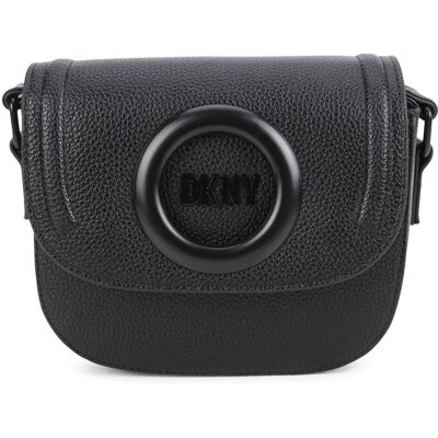 DKNY Schwarze Texturierte Umhängetasche - Verstellbarer Schultergurt - Klappverschluss - Polyester DKNY Schwarze Texturierte Umhängetasche - Verstellbarer Schultergurt - Klappverschluss - Polyester