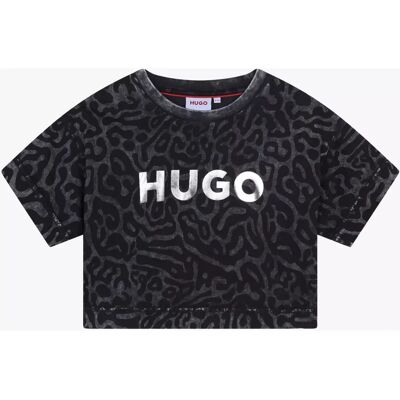 HUGO Kinder Baumwoll-T-Shirt mit Geparden-Print - T-Shirt HUGO Kinder Baumwoll-T-Shirt mit Geparden-Print - T-Shirt