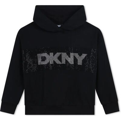 DKNY D6022 Schwarzer Hoodie für Mädchen - Hoodie DKNY D6022 Schwarzer Hoodie für Mädchen - Hoodie