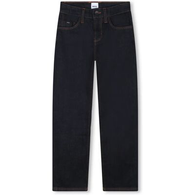 Boss barns raka passform blå jeans med Double B monogram rivet Boss barns raka passform blå jeans med Double B monogram rivet