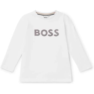 HUGO BOSS J51218 Vit långärmad T-shirt - Barn HUGO BOSS J51218 Vit långärmad T-shirt - Barn