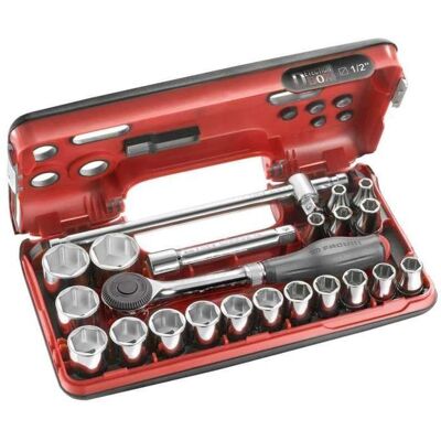 Facom S.360DBOX4PB Steckschlüssel-Set - 22 Stück, 1/2" Sechskant-Adapter Facom S.360DBOX4PB Steckschlüssel-Set - 22 Stück, 1/2" Sechskant-Adapter