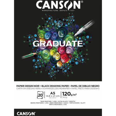 Bloc de dessin Canson Graduate - Noir, A5, 20 feuilles - Publicité Bloc de dessin Canson Graduate - Noir, A5, 20 feuilles - Publicité
