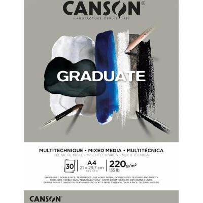 Canson Graduate Grey Mixed Media Pad - A4, 30 Sheets Canson Graduate Grey Mixed Media Pad - A4, 30 Sheets