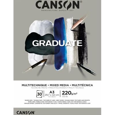 Canson Graduate Grey Mixed Media Pad - A3 Canson Graduate Grey Mixed Media Pad - A3