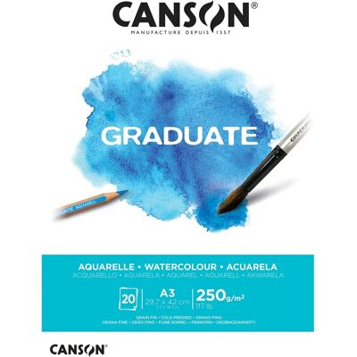 Canson Graduate A3 Watercolour Pad 250gsm 20 Sheets - Watercolour Paper Canson Graduate A3 Watercolour Pad 250gsm 20 Sheets - Watercolour Paper