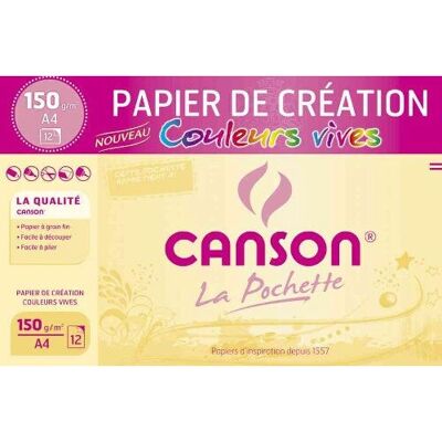 Carta Artistica Canson - 12 Fogli A4 150g Colori Vivaci Carta Artistica Canson - 12 Fogli A4 150g Colori Vivaci
