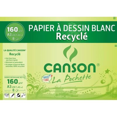 Papel de Dibujo Reciclado A3 - 8 Hojas - Blanco Papel de Dibujo Reciclado A3 - 8 Hojas - Blanco