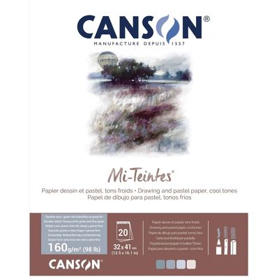 Bloc de papier artistique Canson Mi-Teintes - 160gsm, Tons Froids, 32x41cm Bloc de papier artistique Canson Mi-Teintes - 160gsm, Tons Froids, 32x41cm