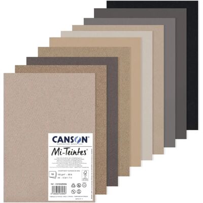 Canson Mi-Teintes pasztellpapír csomag 10 lap - A4 - Szürke árnyalatok Canson Mi-Teintes pasztellpapír csomag 10 lap - A4 - Szürke árnyalatok