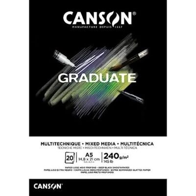 Canson Graduate Vegyes technika papír - A5, 20 lap, fekete Canson Graduate Vegyes technika papír - A5, 20 lap, fekete
