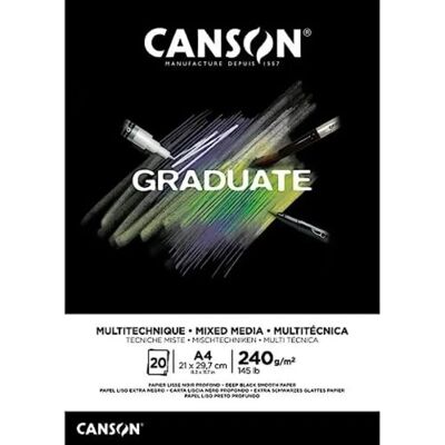 Canson Fekete Vegyes Technika Papír - 20 Lap, A4 Canson Fekete Vegyes Technika Papír - 20 Lap, A4