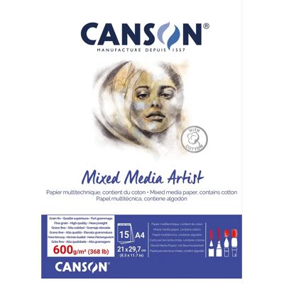 Bloc de papier mélangé moyen Canson A4 15 feuilles - Bloc papier d'art - Publicité Bloc de papier mélangé moyen Canson A4 15 feuilles - Bloc papier d'art - Publicité