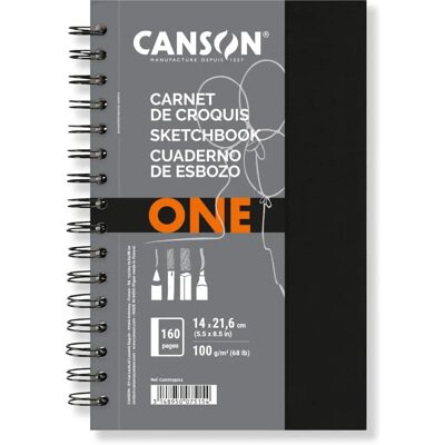 Canson Carnet de croquis One - Reliure en spirale - 14x21,6cm - Noir - Carnet de croquis - Publicité Canson Carnet de croquis One - Reliure en spirale - 14x21,6cm - Noir - Carnet de croquis - Publicité