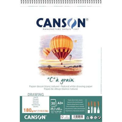 Canson Cahier Spiralé - Grain Fin A3 - 30 Feuilles Canson Cahier Spiralé - Grain Fin A3 - 30 Feuilles