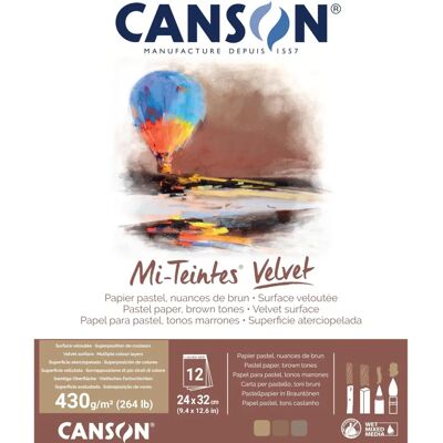 Canson Mi-Teintes Velvet Pad - Toni marroni - 430gsm - 12 fogli - 24 x 32cm - Bloc Canson Mi-Teintes Velvet Pad - Toni marroni - 430gsm - 12 fogli - 24 x 32cm - Bloc