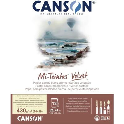 Canson Mi-Teintes Velvet Pad - Kremowa Biała - 430gsm - 12 kartka - 32 x 41cm - Notatnik Canson Mi-Teintes Velvet Pad - Kremowa Biała - 430gsm - 12 kartka - 32 x 41cm - Notatnik