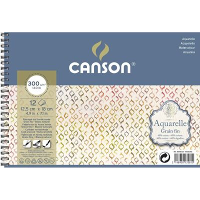 Canson Aquarelle Spiral Art Paper Album - Watercolor 12.5x18cm 300g Fine Grain Canson Aquarelle Spiral Art Paper Album - Watercolor 12.5x18cm 300g Fine Grain