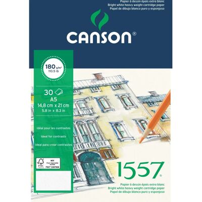 Papier à dessin Canson A5 - Grain léger, 180g, 30 feuilles - Publicité Papier à dessin Canson A5 - Grain léger, 180g, 30 feuilles - Publicité