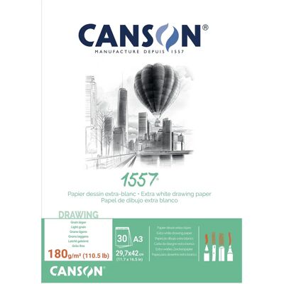 Canson 1557 Blok papieru do rysunku - A3, 180 g/m2, 30 arkuszy, Niebieski Canson 1557 Blok papieru do rysunku - A3, 180 g/m2, 30 arkuszy, Niebieski