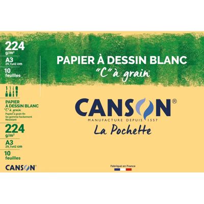 Canson 200027115 Papier à Dessin - A3, 224g/m², Grain 'C' Canson 200027115 Papier à Dessin - A3, 224g/m², Grain 'C'