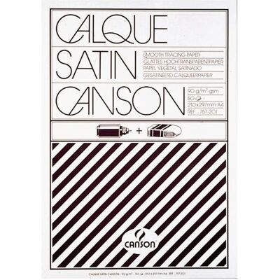 Canson Drawing Paper Block - 50 Sheets, Satin, 90/95g, A4 Canson Drawing Paper Block - 50 Sheets, Satin, 90/95g, A4