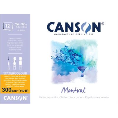 Canson Montval Vit Finkornigt akvarellpapper 300 g/m² 24x32cm Canson Montval Vit Finkornigt akvarellpapper 300 g/m² 24x32cm