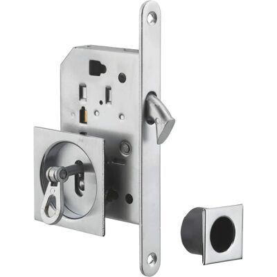 Thirard - Serrure encastrée pour porte coulissante - Chrome satiné - Rosaces carrées - 1 clé - Publicité Thirard - Serrure encastrée pour porte coulissante - Chrome satiné - Rosaces carrées - 1 clé - Publicité