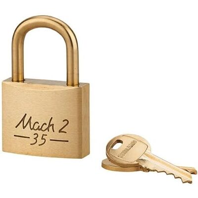 Thirard - Lucchetto in ottone Mach 2 35mm - Resistente alle intemperie, 2 chiavi Thirard - Lucchetto in ottone Mach 2 35mm - Resistente alle intemperie, 2 chiavi