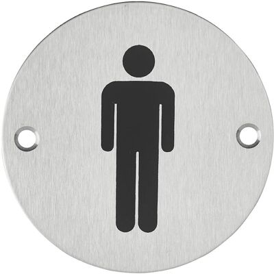 Panneau de toilette rond pour homme - THIRARD - Acier inoxydable - Marquage noir - Ø76mm - Publicité Panneau de toilette rond pour homme - THIRARD - Acier inoxydable - Marquage noir - Ø76mm - Publicité