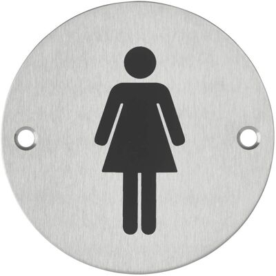 Panneau toilette rond femme Thirard, acier inoxydable, marquage noir - Publicité Panneau toilette rond femme Thirard, acier inoxydable, marquage noir - Publicité