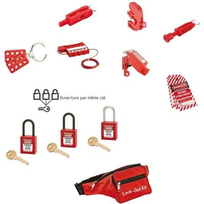 Kit de consignation électrique Thirard - 3 cadenas, dispositif de verrouillage, étiquettes de sécurité Kit de consignation électrique Thirard - 3 cadenas, dispositif de verrouillage, étiquettes de sécurité