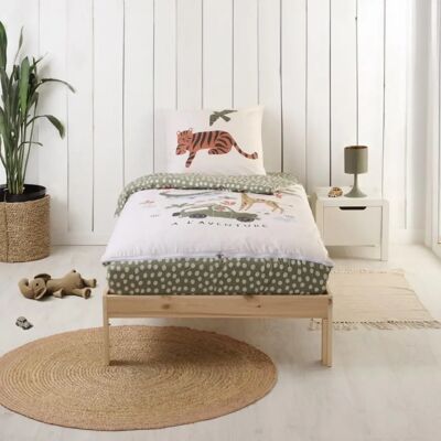 Ensemble de lit Jungle Bleu Calin - Coton, 90x190cm - Publicité Ensemble de lit Jungle Bleu Calin - Coton, 90x190cm - Publicité