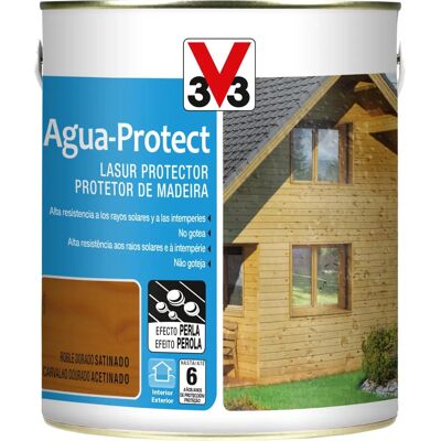 V33 Lasur Agua Protect Satinado 2,5 L Roble Dorado - Protege, Decora E Impermeabiliza V33 Lasur Agua Protect Satinado 2,5 L Roble Dorado - Protege, Decora E Impermeabiliza