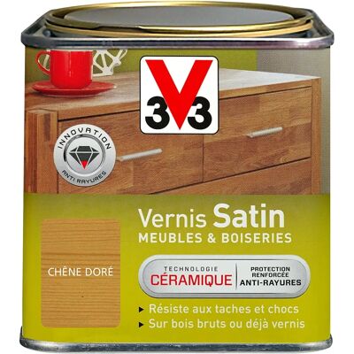 V33 Vernis Satiné Chêne Doré pour Meubles & Bois - Peinture/Revêtement - Publicité V33 Vernis Satiné Chêne Doré pour Meubles & Bois - Peinture/Revêtement - Publicité