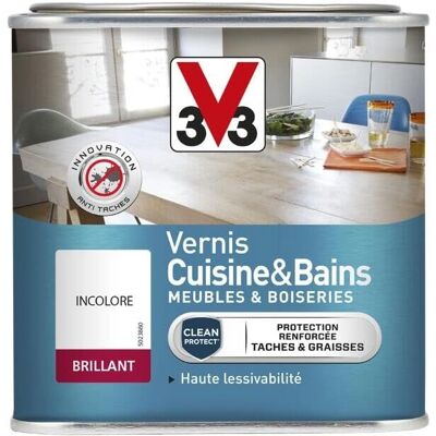 Vernis Brillant Transparent V33 - Cuisine & Bain - 0,5L Vernis Brillant Transparent V33 - Cuisine & Bain - 0,5L